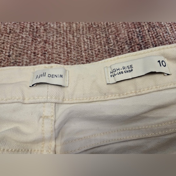 J Jill denim high rise full leg crop in cream size 10 cotton & tencel - Picture 8 of 10